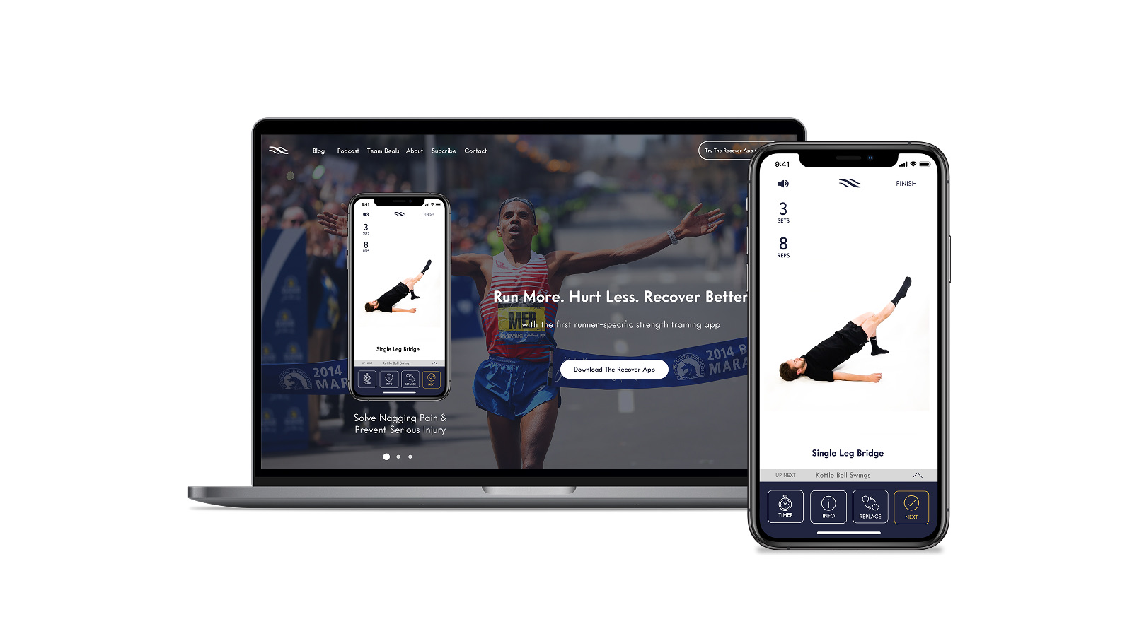 Recover Athletics website and mobile workout experience